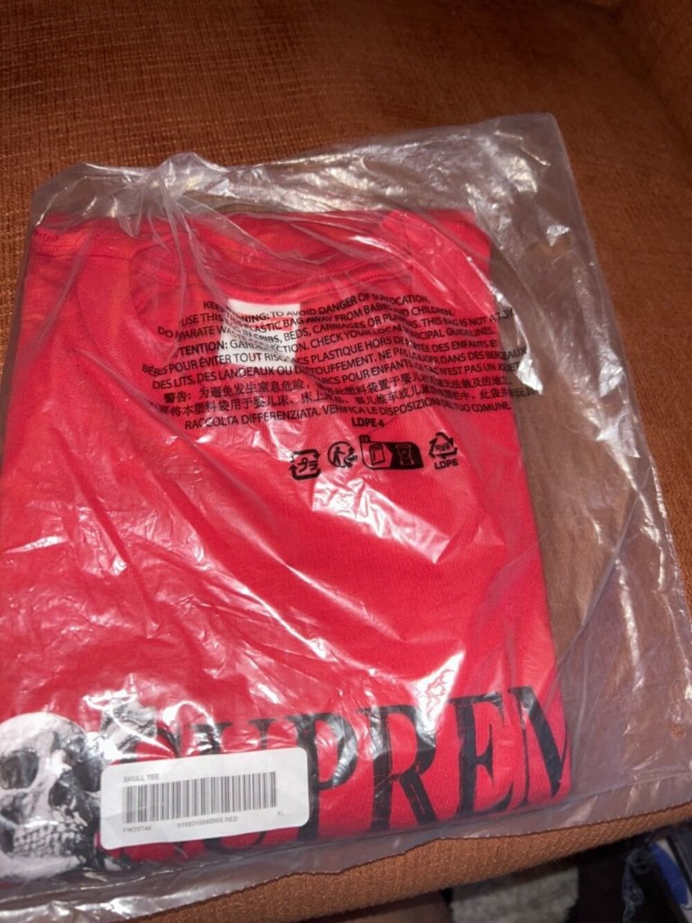 Supreme Skull Tee Red Size XL Brand New